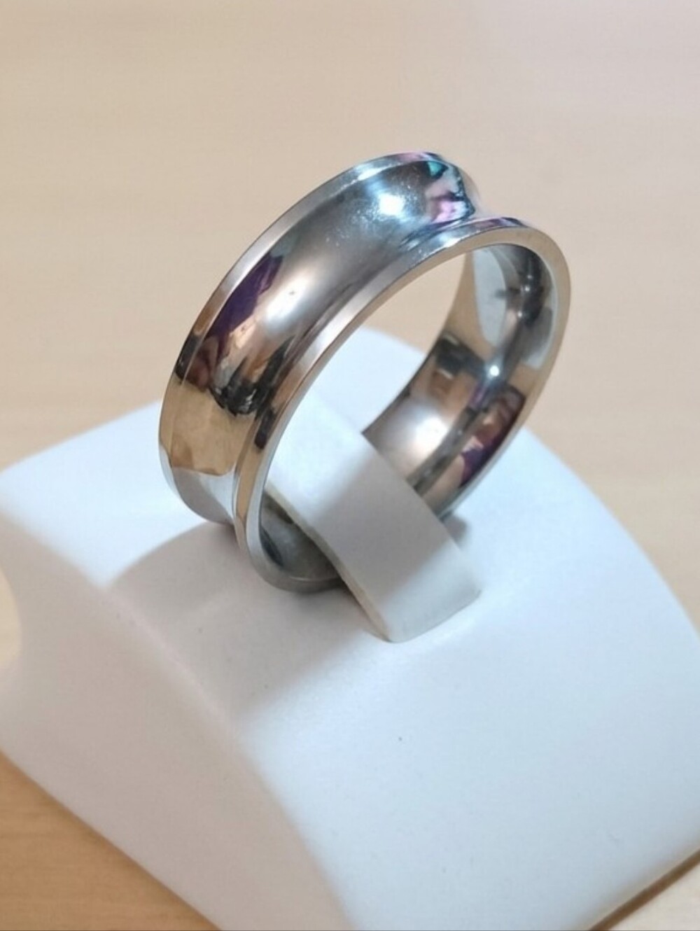 Classic Stainless Steel  Polished Silver Tone Dome Ring